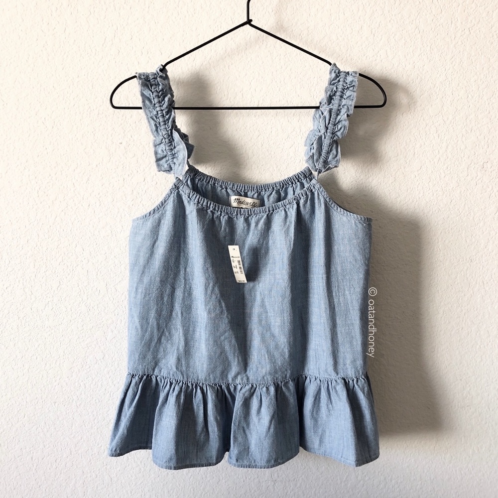 Madewell Denim Ruffle-Strap Cami Top - Picture 2 of 5